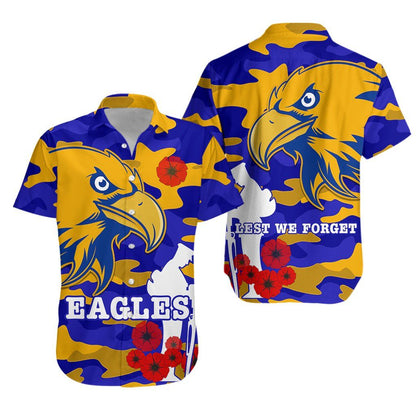 Eagles Anzac Hawaiian Aloha Shirt West Coast Simple K13 Hawaiian Shorts Beach Short Sleeve_Hawaiian Shirt Gift, Christmas Gift