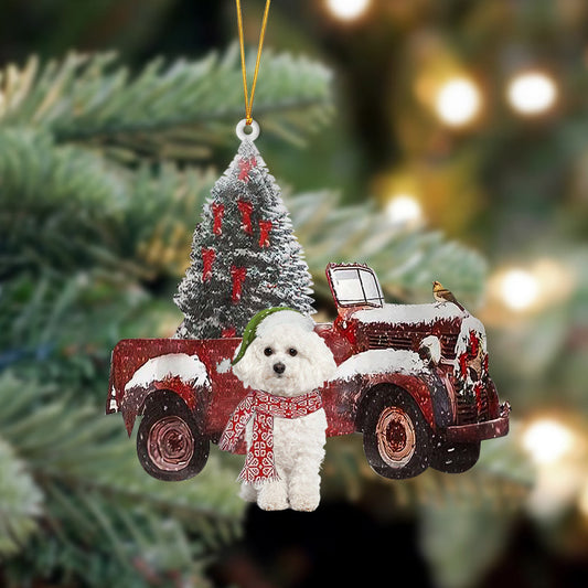 Bichon Frise-Christmas Truck Two Sided Christmas Plastic Hanging Ornament, Christmas Ornament Gift, Christmas Gift, Christmas Decoration