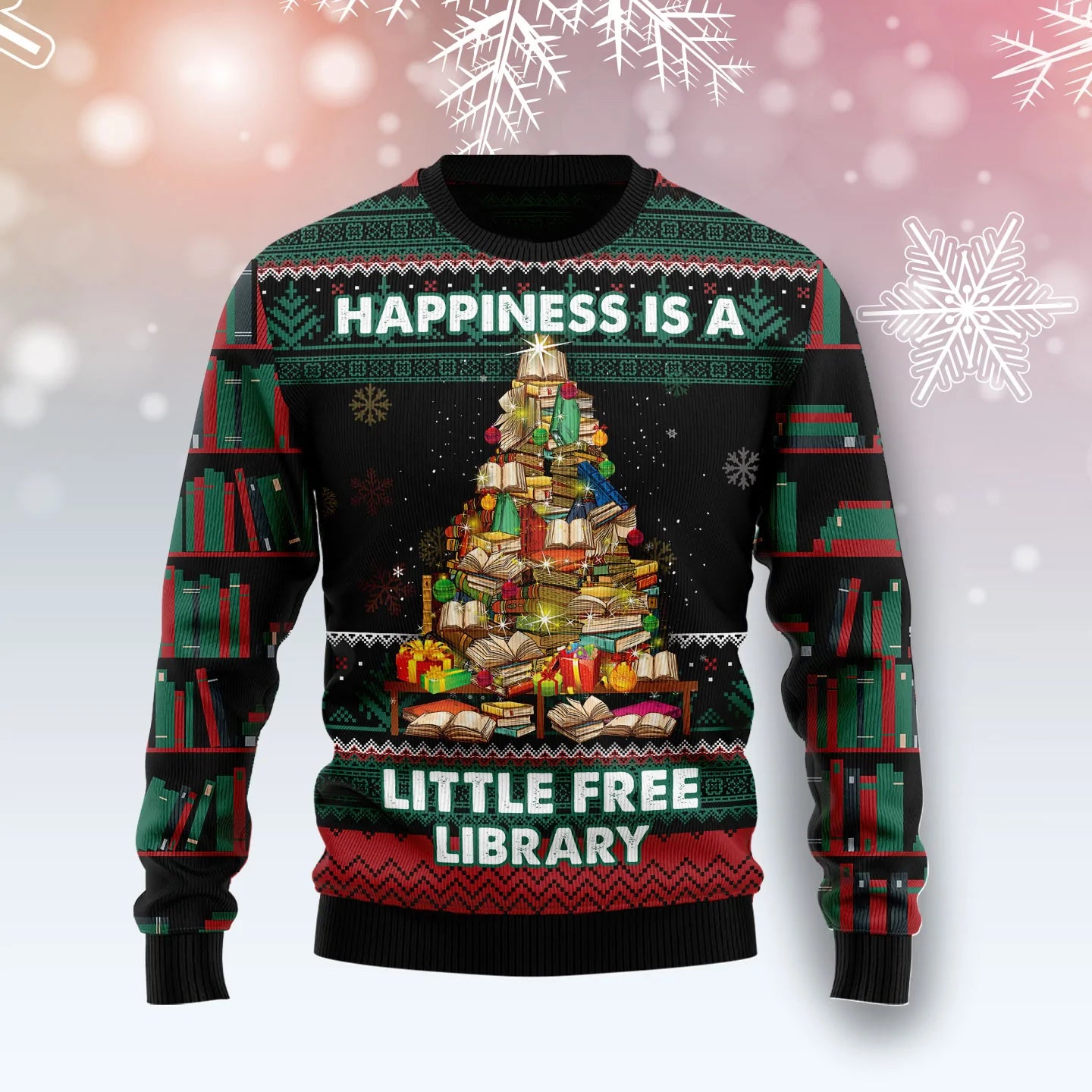 Book Free Library unisex womens & mens, couples matching, friends, funny family ugly christmas holiday sweater gifts