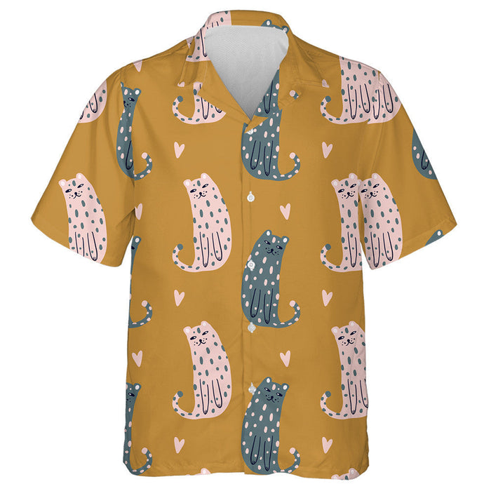 Wild Animals Cute Leopard In Simple Cartoon Hawaiian Shirt, Hawaiian Shirt Gift, Christmas Gift