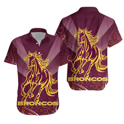 Brisbane Broncos Haváis Dúchasach Aloha Shirt Th5 Shorts Haváís Trá Muinchille Gearr, Bronntanas Léine Haváís, Bronntanas Nollag
