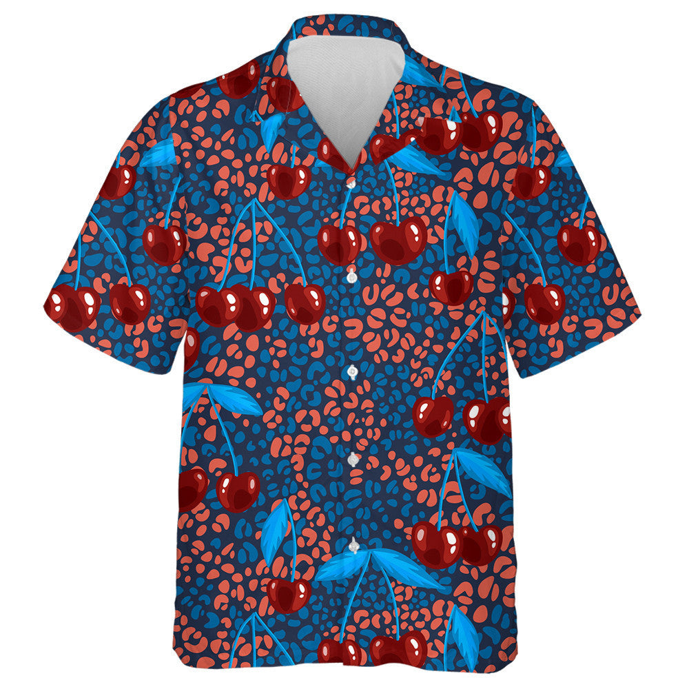 Wild African Leopards And Red Cherries Hawaiian Shirt, Hwaiian For Gift