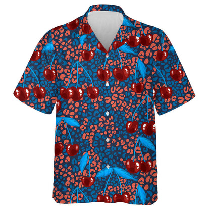 Wild African Leopards And Red Cherries Hawaiian Shirt, Hwaiian For Gift