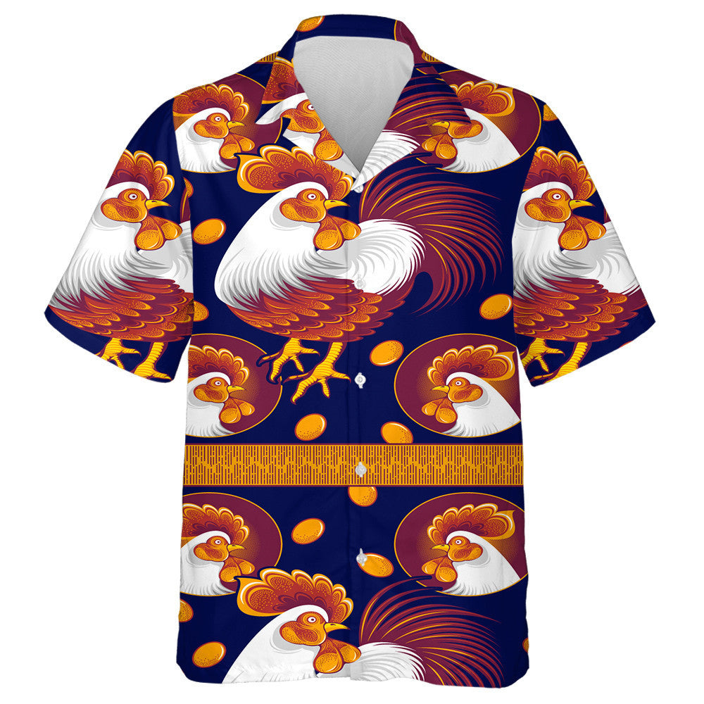 Chicken With Beautiful Feathers And Gold Eggs Hawaiian Shirt, Hawaiian Shirt Gift, Christmas Gift