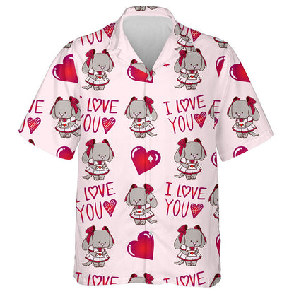 Sweet Dog With Heart And Love Letter Hawaiian Shirt, Hawaiian Shirt Gift, Christmas Gift