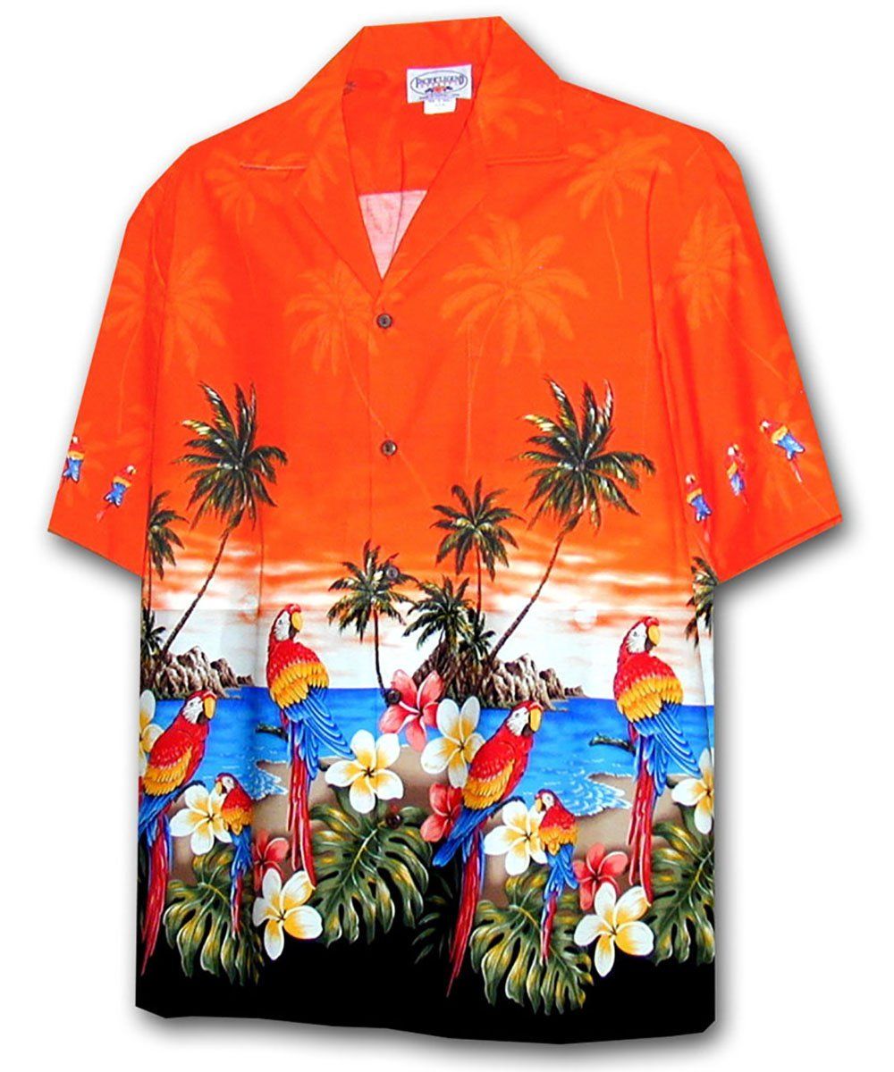 Macaw Madness Orange Haváis Shirt Aloha Shorts Haváís Beach Short Muinchille, Bronntanas Léine Haváís, Bronntanas Nollag