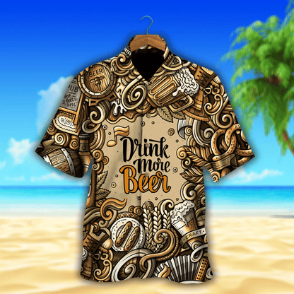 Cartoon Beer Watercolor Design Hawaiian Shirt, Hawaiian For Gift
