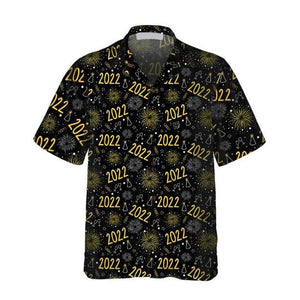 2022 New Year Golden Firework Hawaiian Shirt, Hawaiian Shirt Gift, Christmas Gift