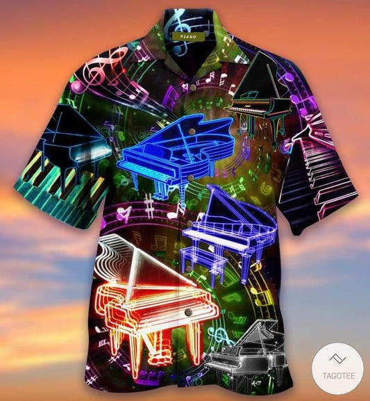 Piano Neon Hawaiian Shirt, Hawaiian Shirt Gift, Christmas Gift