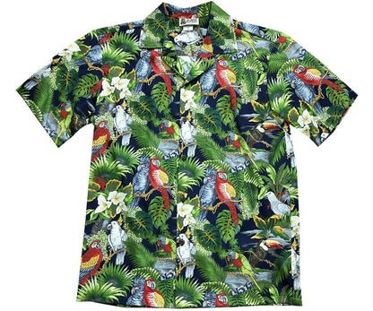 Forlámhas Parrot Cabhlach Léine Aloha Haváís Shorts Haváís Gearr Muinchille Trá, Bronntanas Léine Haváís, Bronntanas Nollag