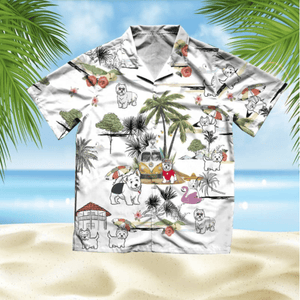 West Highland White Terrier Beach Style Pretty Ornamental Hawaiian Shirt, Hawaiian Shirt Gift, Christmas Gift