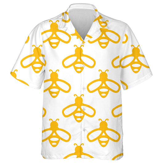 Natural White Background With Gold Bee Hawaiian Shirt,Hawaiian Shirt Gift, Christmas Gift