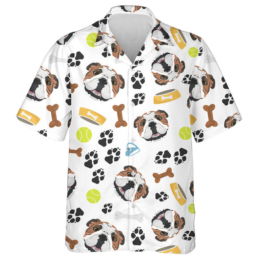 Smiling Dog English Bulldog With Paw Dog Hawaiian Shirt, Hawaiian Shirt Gift, Christmas Gift