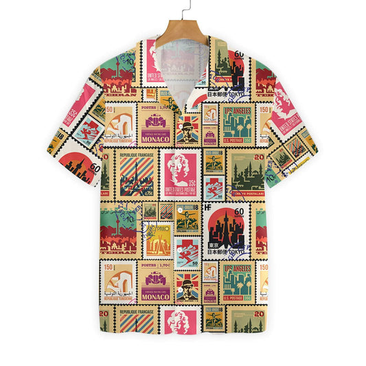 Stamps Cities World Vintage Travel Lovely Design Hawaiian Shirt, Hawaiian Shirt Gift, Christmas Gift