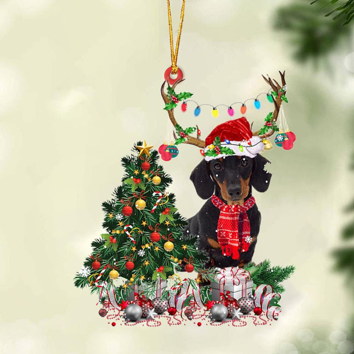 BLACK Dacshhund -Christmas Tree Gift Hanging Christmas Plastic Hanging Ornament, Christmas Ornament Gift, Christmas Gift, Christmas Decoration