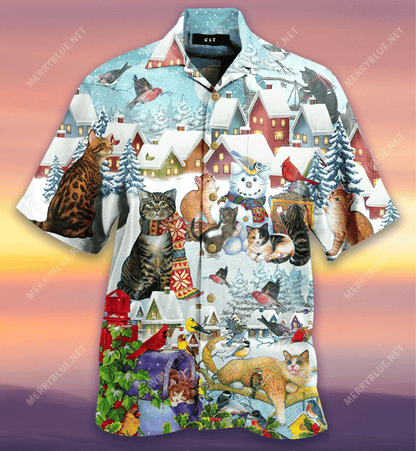 Cat Bird Unisex Hawaiian Shirt_Hawaiian Shirt Gift, Christmas Gift