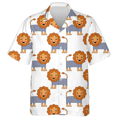 Funny Lion With Crown And Striped Frock Hawaiian Shirt, Hawaiian Shirt Gift, Christmas Gift