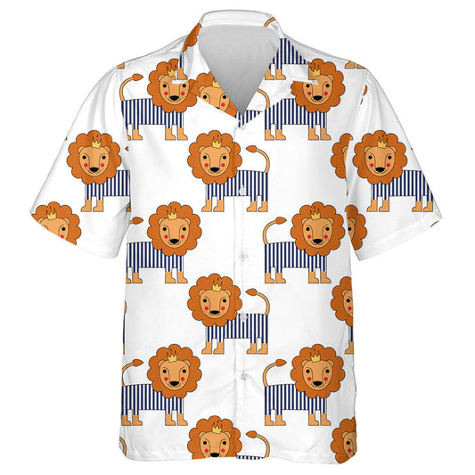 Funny Lion With Crown And Striped Frock Hawaiian Shirt, Hawaiian Shirt Gift, Christmas Gift