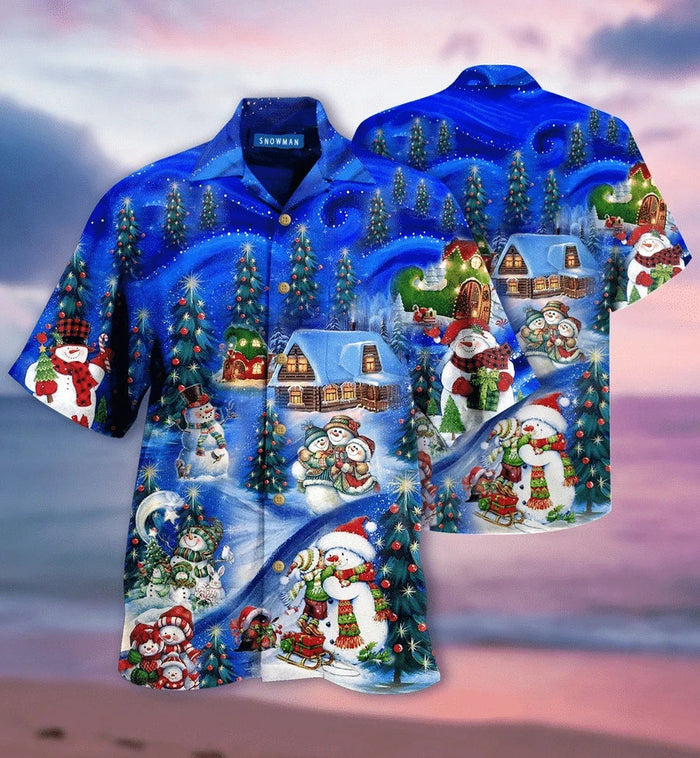 Design Hawaiian Shirt Chilling With My Snowmies Christmas, Hawaiian Shirt Gift, Christmas Gift