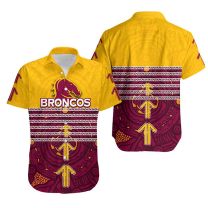 Brisbane Broncos Hawaiian Aloha Shirt Aboriginal Special Th4 Hawaiian Shorts Beach Short Sleeve,Hawaiian Shirt Gift, Christmas Gift