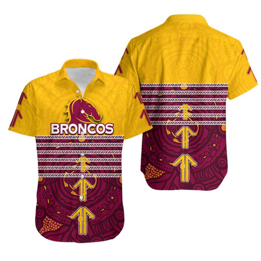 Brisbane Broncos Hawaiian Aloha Shirt Aboriginal Special Th4 Hawaiian Shorts Beach Short Sleeve,Hawaiian Shirt Gift, Christmas Gift