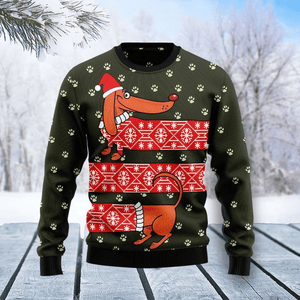 Dachshund Funny Ugly Christmas Sweater, For Men and Women, All Over Print Sweatshirt, Christmas Gift, Gift Christmas 2024