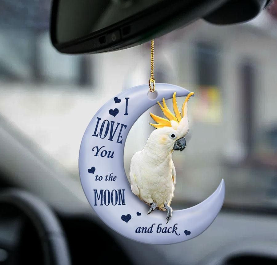 Citron Cockatoo moon back gift for bird lover two sided ornament, Christmas Gift, Christmas Decoration
