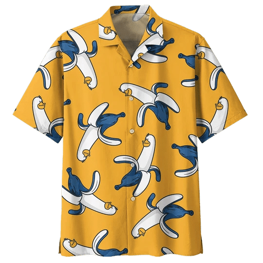 Banana Duck Background Design Hawaiian Shirt, Hawaiian For Gift
