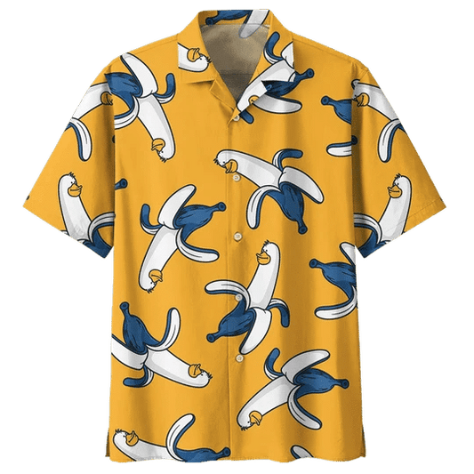 Banana Duck Background Design Hawaiian Shirt, Hawaiian For Gift