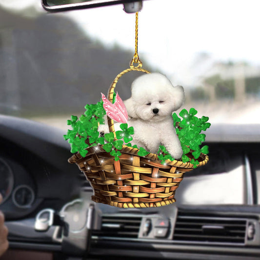 Bichon frise Ornaments, Dog Sleeping Lucky Fairy Two Sided Ornament, Christmas Decoration