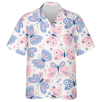 Beautiful Girly With Cute Butterflies On White Hawaiian Shirt, Hawaiian Shirt Gift, Christmas Gift