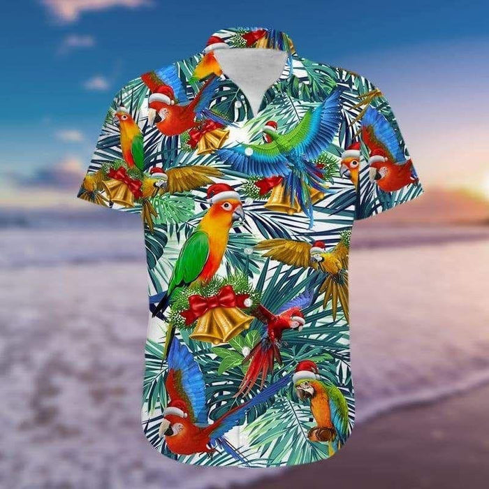 Beautiful Parrot In Santa Hat Christmas So Cute Design Hawaiian Shirt, Hawaiian Shirt Gift, Christmas Gift.
