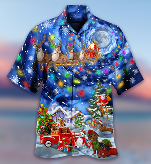 Dogs Dachshund Love Xmas - Hawaiian Shirt_1744, Hawaiian Shirt Gift, Christmas Gift