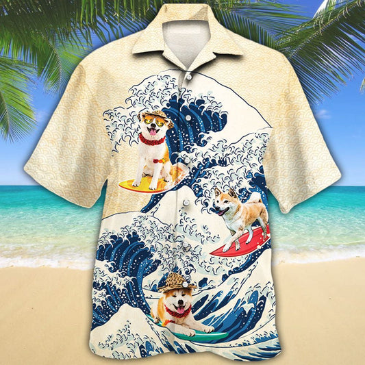 Shiba Inu Dog Lovers Wave Hello Summer Hawaiian Shirt, Hawaiian Shirt Gift, Christmas Gift