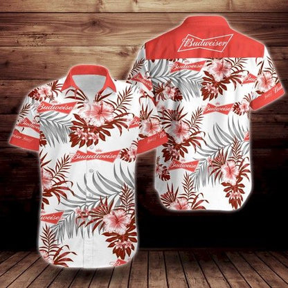 Budweiser Short Sleeve Hawaiian Shirt,Hawaiian Shirt Gift, Christmas Gift