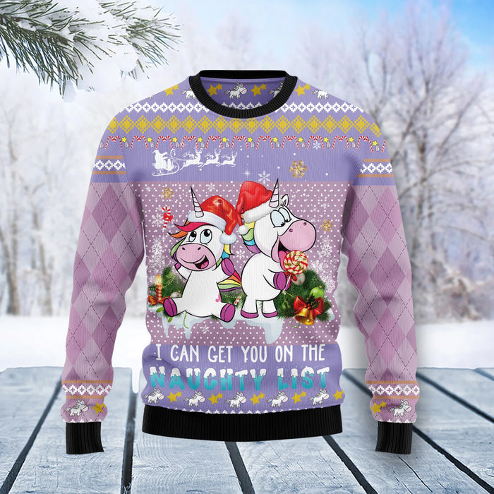 Unicorn Naughty List  unisex womens & mens, couples matching, friends, funny family ugly christmas holiday sweater gifts,Christmas Ugly Sweater