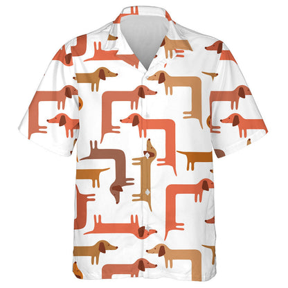 Dachshund Fada Coimhthíocha ar Chúlra Bán Léine Haváís, Bronntanas Léine Haváí, Bronntanas Nollag