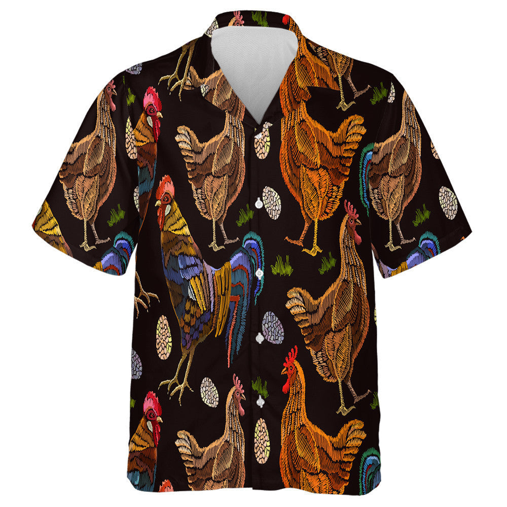 Chicken And Egg With Ethnic Ornaments Style Hawaiian Shirt, Hawaiian Shirt Gift, Christmas Gift