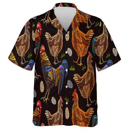 Chicken And Egg With Ethnic Ornaments Style Hawaiian Shirt, Hawaiian Shirt Gift, Christmas Gift