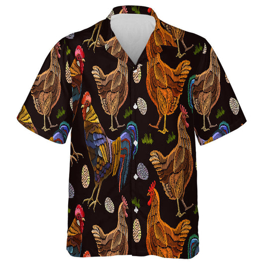 Chicken And Egg With Ethnic Ornaments Style Hawaiian Shirt, Hawaiian Shirt Gift, Christmas Gift