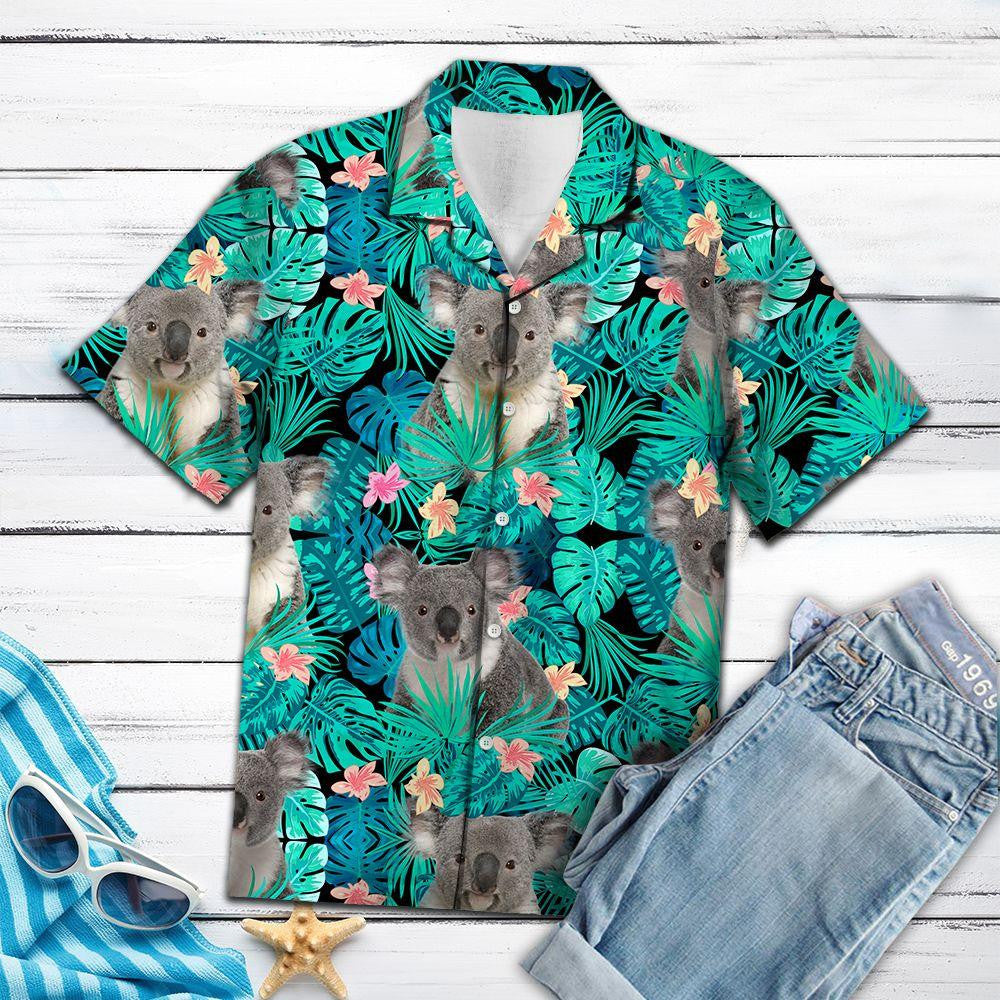 Koala Flower Tropical Jungle Design Hawaiian Shirt, Hawaiian For Gift