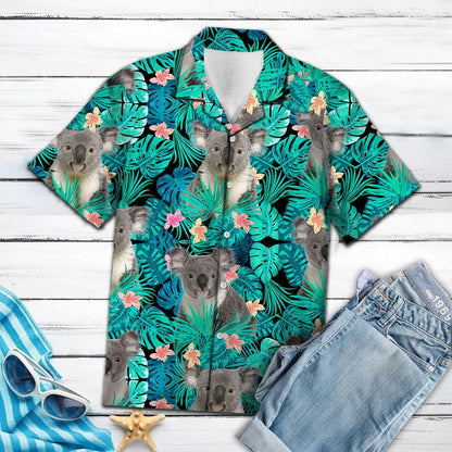 Koala Flower Tropical Jungle Design Hawaiian Shirt, Hawaiian For Gift