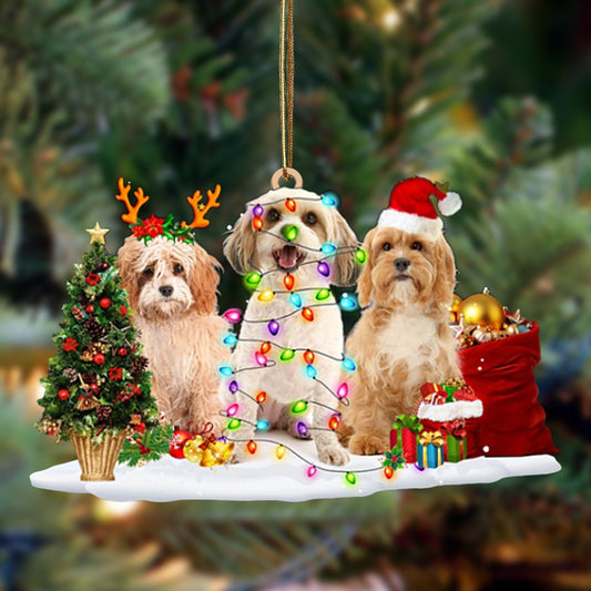 Cairde Madra Cavachon-Nollaig Crochta Ornáid Crochta Plaisteach Nollag, Ornáid Nollag Shona, Bronntanas Nollag, Maisiú na Nollag