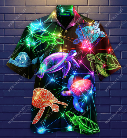 Glowing Turtle Hawaiian Shirt, Hawaiian Shirt Gift, Christmas Gift