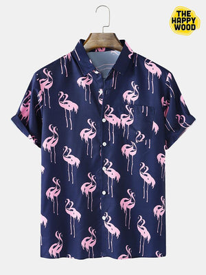 Flamingo Print Hawaiian Hawaii Shirt_ Hawaiian Shirt Gift, Christmas Gift