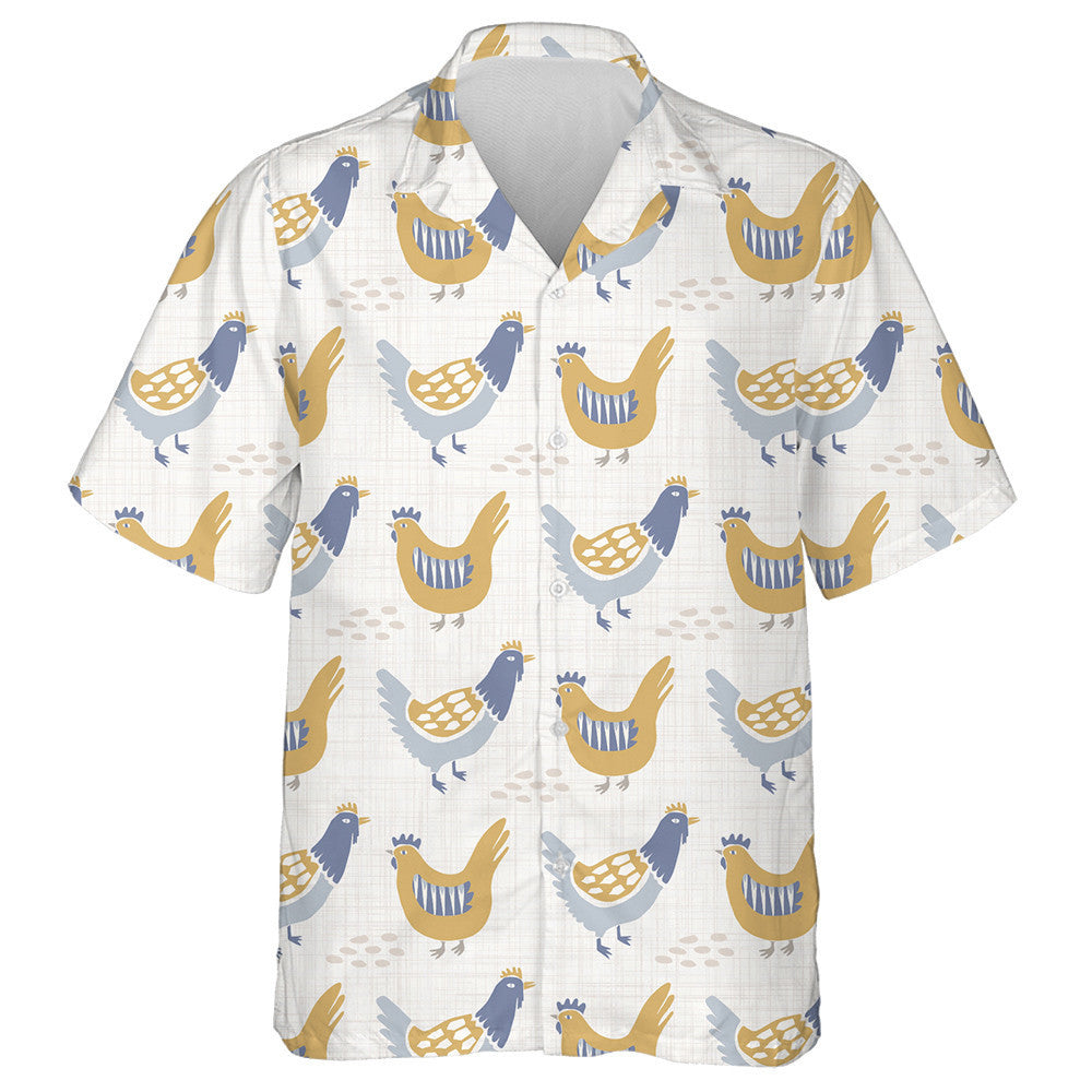 French Farmhouse Chicken Hen On Gray Background Hawaiian Shirt, Hawaiian Shirt Gift, Christmas Gift