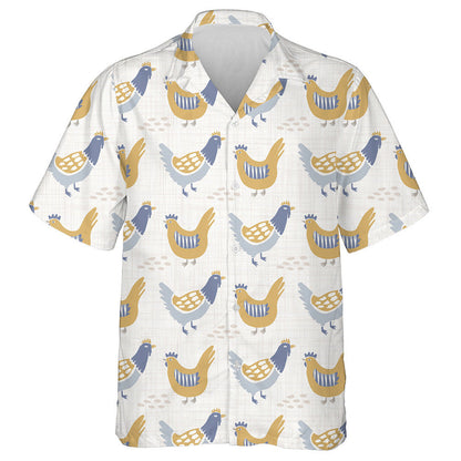 French Farmhouse Chicken Hen On Gray Background Hawaiian Shirt, Hawaiian Shirt Gift, Christmas Gift