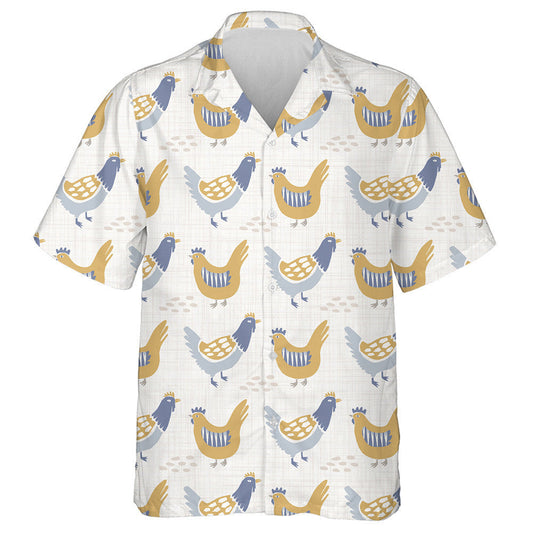 French Farmhouse Chicken Hen On Gray Background Hawaiian Shirt, Hawaiian Shirt Gift, Christmas Gift