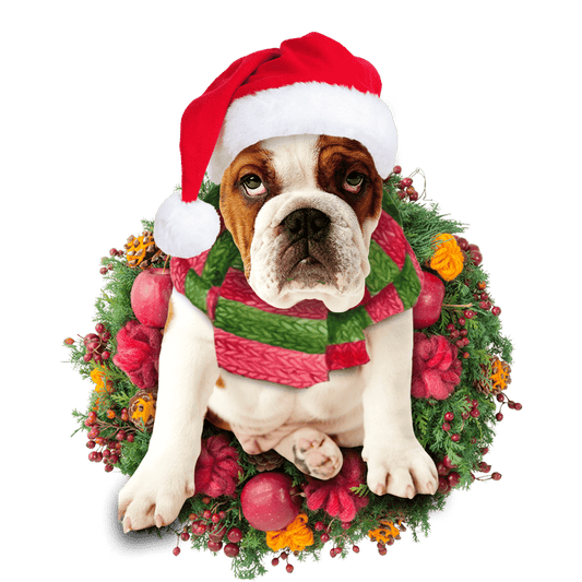 British Bulldog Christmas Christmas Plastic Hanging Ornament, Christmas Ornament Gift, Christmas Gift, Christmas Decoration