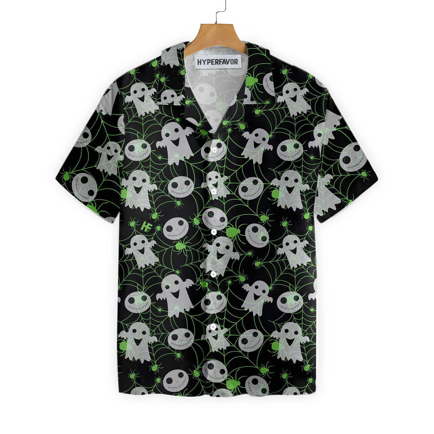 Little Ghost Halloween Spider Web Design Hawaiian Shirt,Hawaiian Shirt Gift, Christmas Gift
